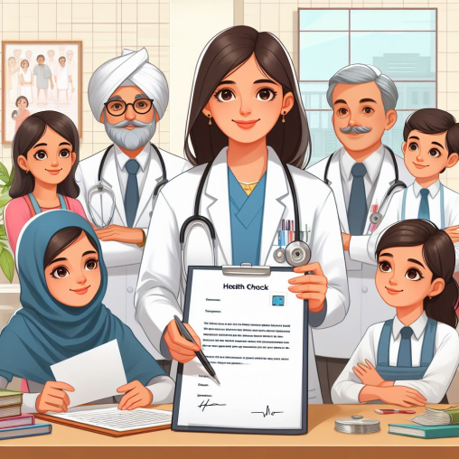 विद्यालय में स्वास्थ्य जांच शिविर आयोजित करने के लिए डॉक्टरों की टीम को धन्यवाद देते हुए पत्र